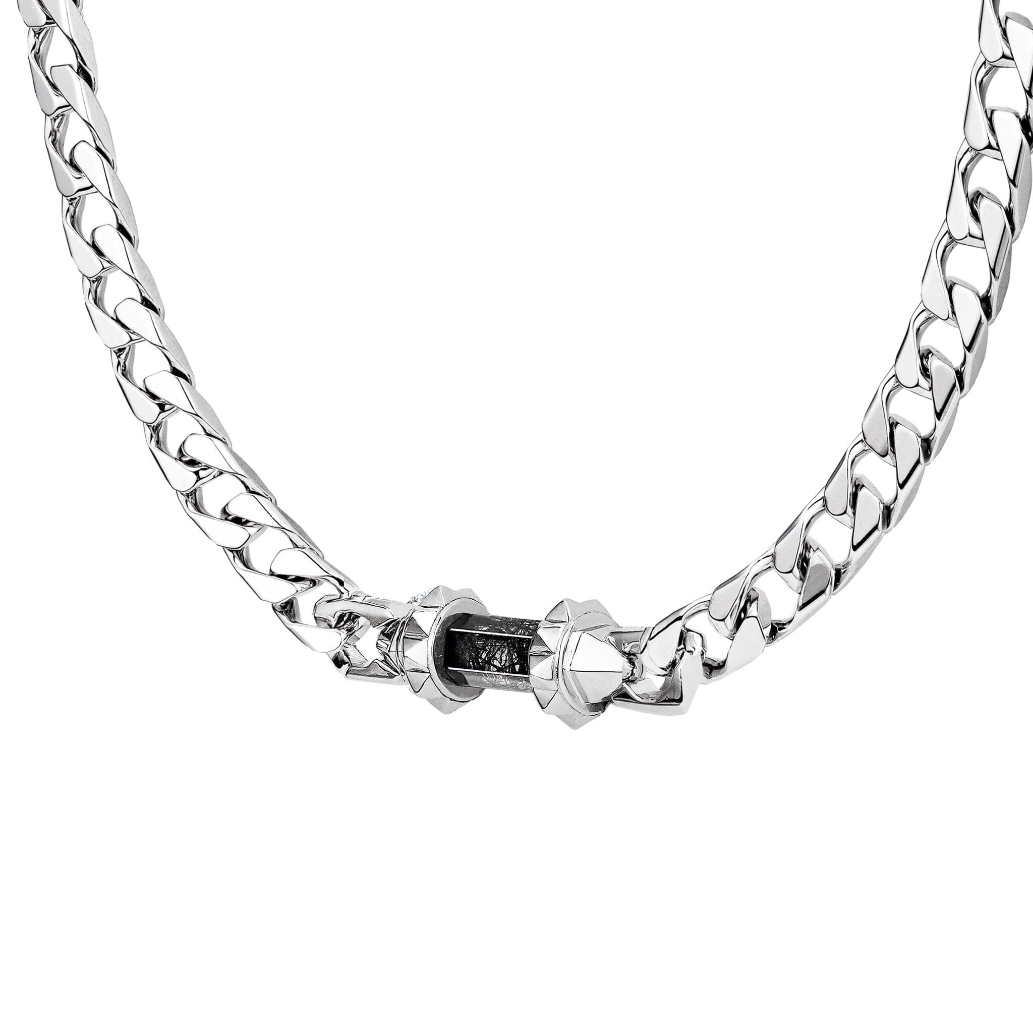 ブラックルチルクォーツ 黒目 キヘイチェーン ネックレス ネックレス AWNL